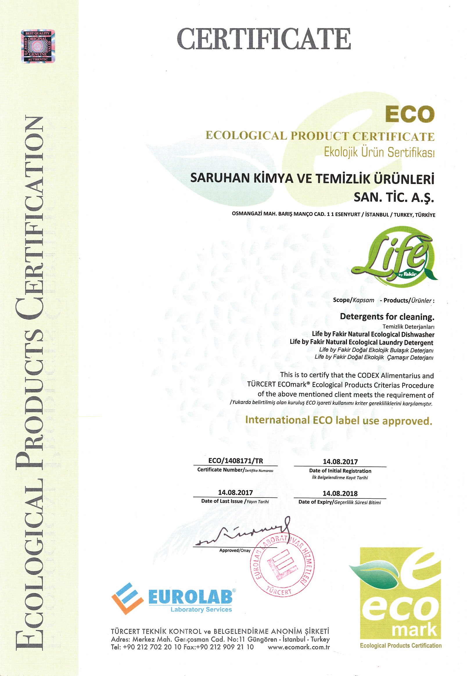 Certificado ECO (ECOMARK)